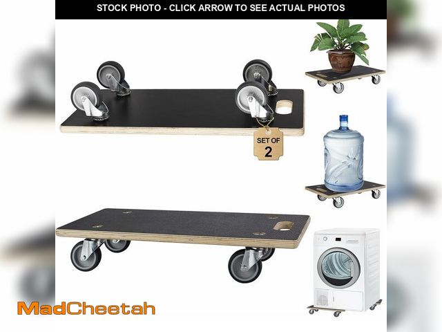 Lot 74-14067383 - Katsuyoku Furniture Movers with Wheels 2 Pack Rectangle Wood Platform Dolly Cart 1100 lbs Capacity H...