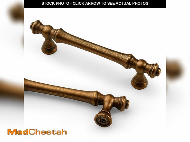 Lot 74-13540271 - Asidrama 10 Pack 3.75 Inch(96mm) Antique Brass Kitchen Cabinet Handles, Vintage Retro Cabinet Pulls ...