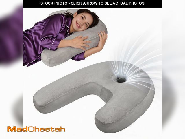 Lot 74-13564188 - Nockovi Ear Piercing Pillow - Side Sleeper Body Pillow with Ear Hole for Pain Relief, J-Shaped Ergon...