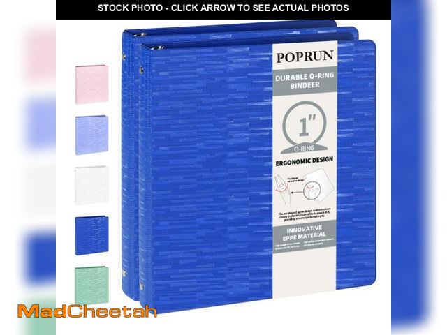 Lot 74-12219719 - POPRUN 3 Ring Binder 1 Inch, PVC-Free, Holds 175 Sheets of 8.5 x 11 Paper, Extra Durable Organizer w...