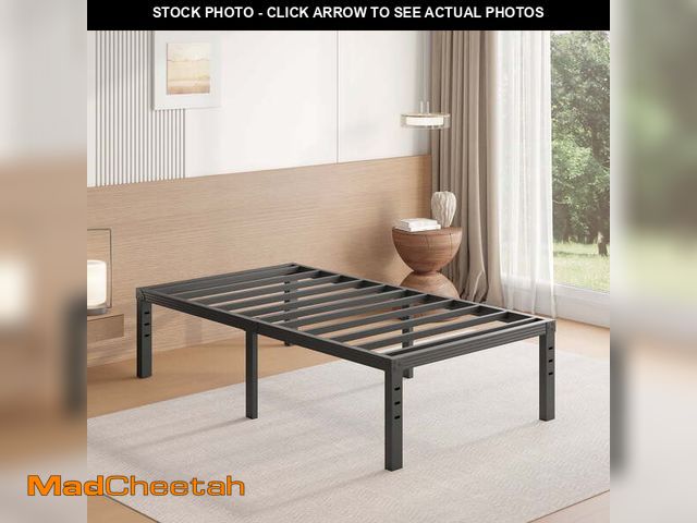 Lot 74-12767654 - FSCHOS 18 inch Twin Size Metal Bed Frame, Heavy Duty Metal Platform with Ample Storage Space, Sturdy...