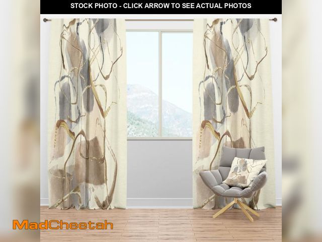 Lot 74-3580378 - SINGLE PANEL East Urban Home Abstract Semi-Sheer Thermal Rod Pocket Single Curtain Panel 52" W x 84"...