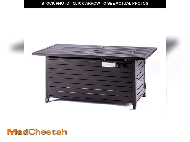 Lot 74-12746627 - (MISSING HARDWARE) Legacy Heating 56 in. x 21 in. Rectangular Fire Pit Table With Stainless Steel Bu...