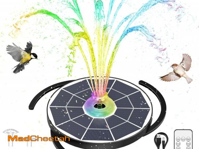 Lot 74-12323166 - AISITIN 6.5W Solar Glass Panel Fountain, LED Colorful Lights &amp; Remote Control, Rechargeable with...