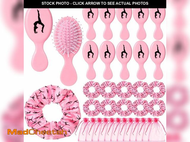 Lot 74-12972029 - FineCheer 12 Sets Gymnastics Hair Ties and Hairbrushes Gymnastics Hair Scrunchie Mini Detangler Brus...