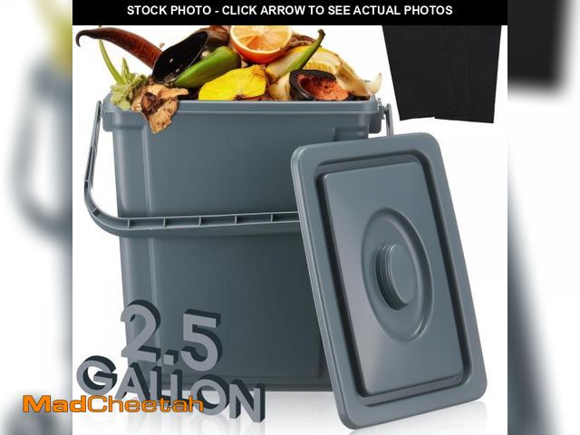 Lot 74-11558891 - Willinglong 2.5 Gallon Compost Bin Kitchen Counter Indoor Compost Bucket with Lid, Handle and 3 Pcs ...