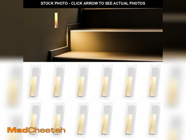 Lot 74-13564297 - SCON 12-Pack Trimless Recessed Step Lights, 2W 3000K Warm White Wall Light, Indoor Rectangle Skirtin...