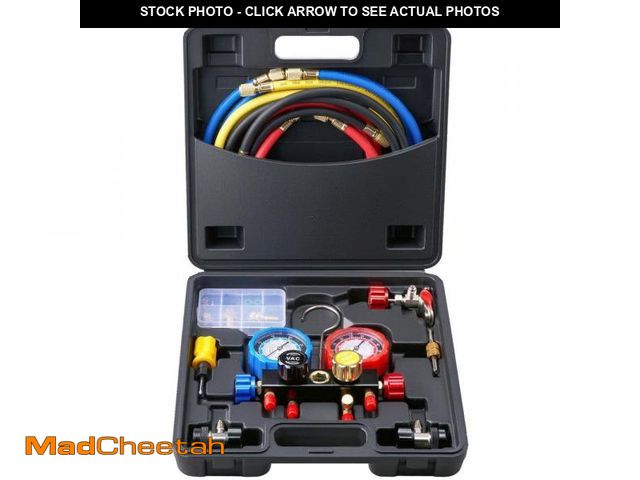 Lot 74-12496103 - SKYSHALO AC Manifold Gauge Set for R134A, R22, R12, R410A, 4-Way, 5 ft. Hoses, Couplers Can Tap for ...