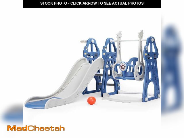 Lot 74-13061733 - Easoger 4 in 1 Toddler Swing and Slide Unisex Child &amp; Teen Swing Sets, Blue, 110 lb - UNUSED