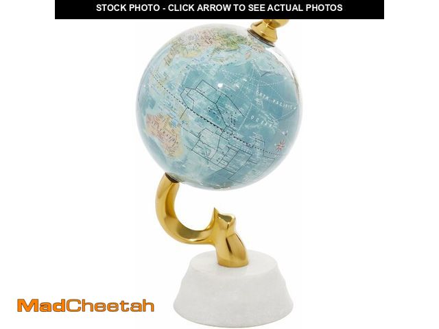 Lot 74-13844457 - Deco 79 Aluminum Metal Globe with Tripod Base, 9" x 9" x 15", Silver - UNUSED