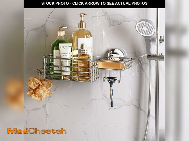 Lot 74-13716806 - LEVERLOC Shower Caddy Suction Cup Shower Shelves Shower HolderÃ¯Â¼ÅSilver - USED