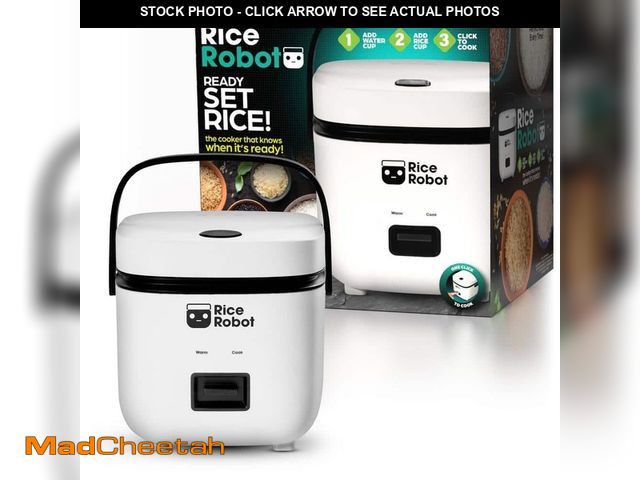 Lot 74-14559156 - RICE ROBOT 4-Cup (1L) White Space Saving Rice Cooker with Ceramic Nonstick Inner Pot - UNUSED