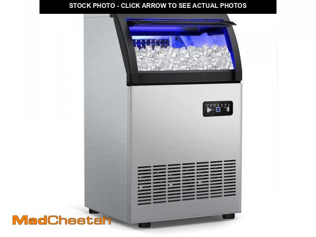 Lot 74-12462995 - Hooure Commercial Ice Maker 19in. 200 lb./24 H Stainless Steel Freestanding Ice Maker Machine with F...