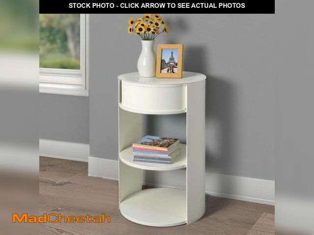 Lot 74-12517679 - CHRISTOPHER KNIGHT HOME Galvin 15.35 in. Matte White Round Metal End Table, Side Table with 3-Tier, ...