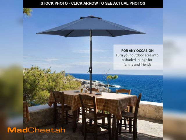 Lot 74-13817871 - Ainfox 9ft Navy Blue Patio Umbrella with Push Button Tilt and Crank, Waterproof Outdoor Sunshade Can...