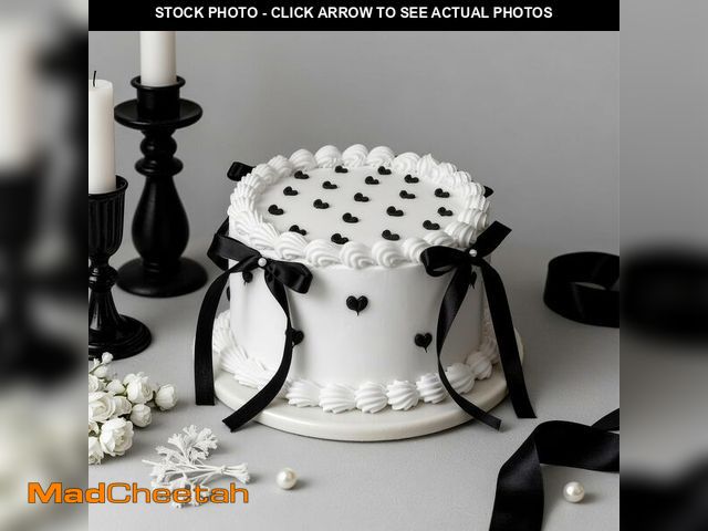 Lot 74-14274003 - WARMALL 6 Inch Black Bow Fake Cake - Realistic Artificial Cake for Wedding, Coquette Dessert Table D...