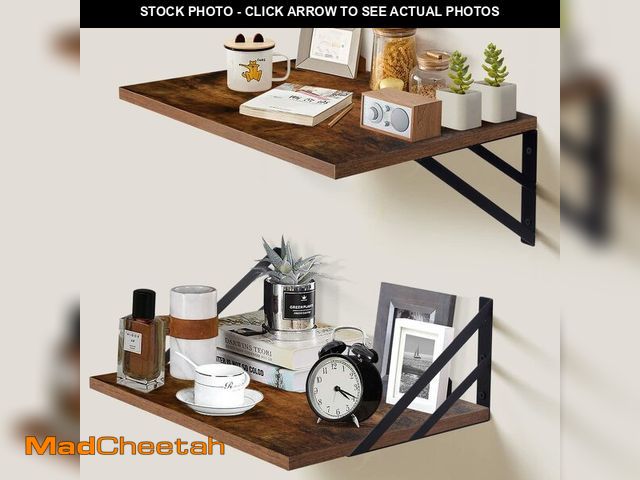 Lot 74-13965989 - Tectocker-DOU 2 Pc Deep Floating Shelves ; Wall Mounted Hanging Shelves for Living Room, Kitchen, Of...