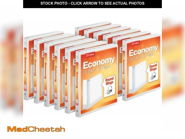 Lot 74-13733617 - Cardinal 0.5 Inch 3 Ring Binders, White, 12 Pack, Round Ring Binder, Holds 125 Sheets, PVC Free, Cus...