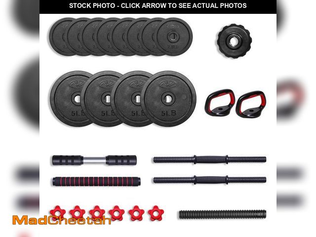 Lot 74-12526751 - Athletic Works 40LB 5 in 1 Adjustable Dumbbell Set , Fitness Exercises for Home Gym, Black, 1-inch H...
