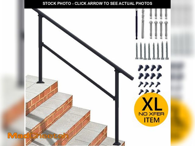 Lot 74-13074854 - (MISSING HARDWARE) VOTZT Outdoor Stair Handrails - Black, Transitional Style, Wrought Iron, Painted ...