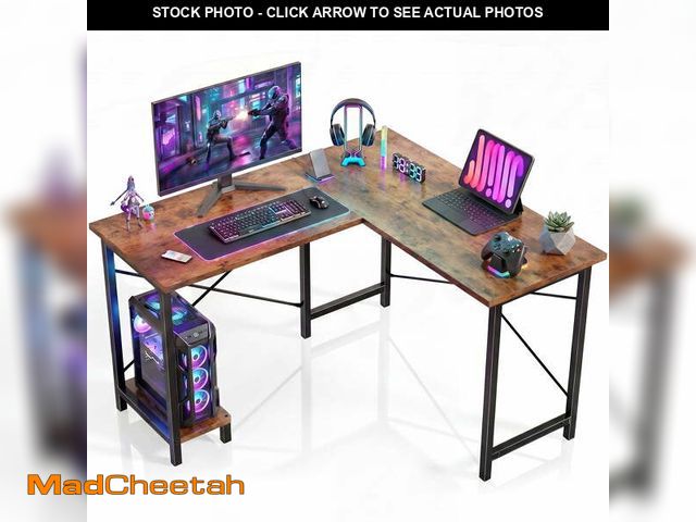 Lot 74-14608503 - edx 50 Inch L Shaped Computer Desk, Corner Executive Desks Gaming Desk PC Table with CPU Stand for H...