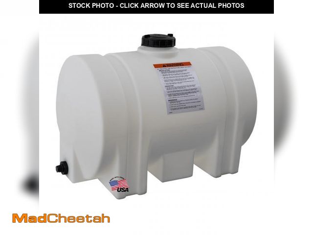 Lot 74-12539371 - RomoTech 82123939 Horizontal Polyethylene Reservoir Water Tank w/Legs, 60 gal, Made In USA, Natural ...
