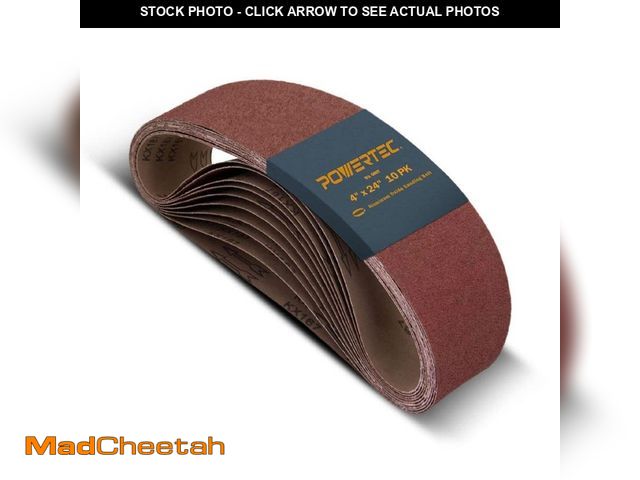 Lot 74-14074701 - 4 in. x 24 in. 80-Grit Aluminum Oxide Sanding Belt for Oscillating Belt and Spindle Sander (10-Pack)...