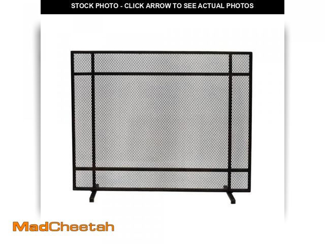 Lot 74-12463069 - Noble House Cabarrus Modern Black Brushed Gold Single Panel Iron Fire Screen - UNUSED