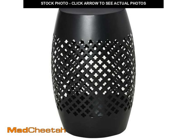 Lot 74-14312916 - Outsunny Black Round Steel Outdoor Side Table with Hollow Drum Design, Accent Table for Outdoor and ...