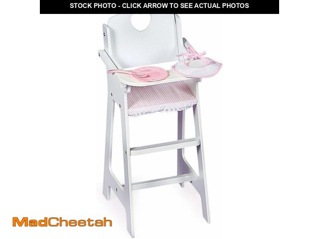 Lot 74-13041870 - Badger Basket Wooden Baby Doll High Chair - Fits 18" Dolls - Includes Tray, Bib &amp; Free Personali...