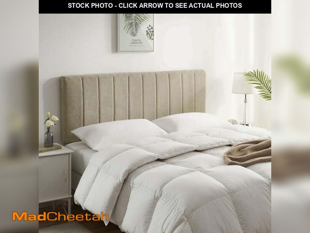 Lot 74-13780224 - Virtu Upholstered Full Headboard No Tools Required Peel and Stick Bed Headboard Only, Linen - UNUSED