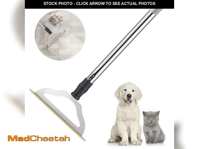 Lot 74-12697558 - 47Ã¢â¬Å Adjustable Long Handle Carpet Rake Pet Hair Remover, Reusable Large Metal Lint Remover Bru...