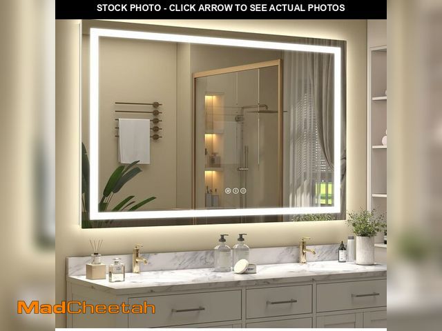 Lot 74-13071534 - ODDSAN 60x 40 Inch Lighted Bathroom Mirror for Wall, LED Illuminated Vanity Mirror with Lights, Dimm...