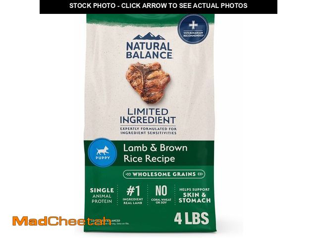 Lot 74-13382455 - Natural Balance Limited Ingredient Puppy Dry Dog Food with Healthy Grains, Lamb &amp; Brown Rice Rec...