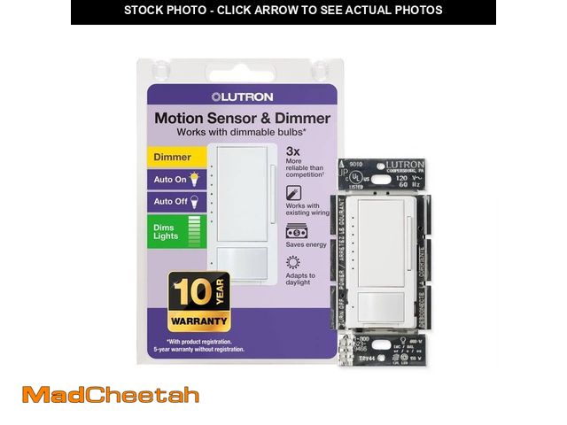 Lot 74-14353571 - Lutron Maestro LED+ Motion Sensor/Dimmer Switch, 150W LED, Single Pole/Multi-Location, White (MSCL-O...