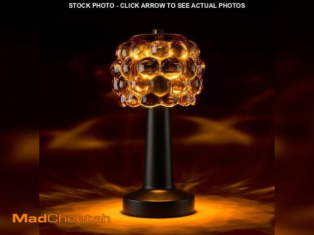 Lot 74-14304106 - XMNZD Cordless Table Lamp Rechargeable, Amber Glass Touch Lamp with 3 Color Modes &amp; Stepless Dim...