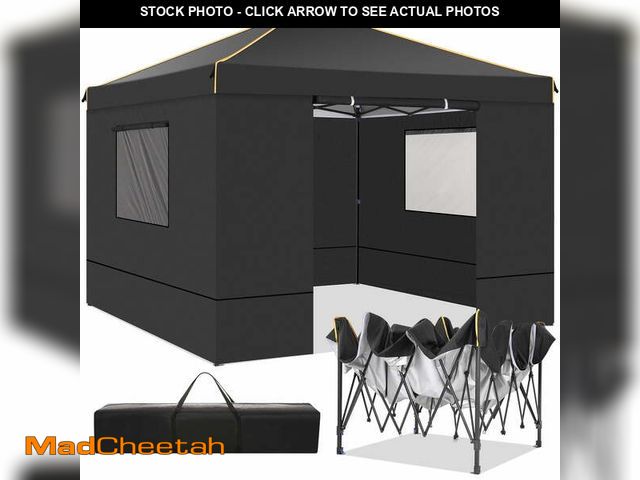 Lot 74-12801325 - COBIZI 10' x 10' Pop up Canopy Tent with 4 Removable Sidewalls, Outdoor Patio Gazebo Tent with Handb...