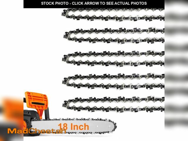 Lot 74-14205610 - 5Pack 18 Inch Chainsaw Chain 62 Drive Links 3/8" LP Pitch .050" Gauge Fits Poulan Pro 18 Inch Chains...