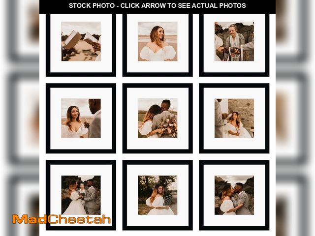 Lot 74-12498600 - BSRHOME 12x12 Picture Frame Set of 9, Display Pictures 8x8 with Mat or 12x12 without Mat, Multi Coll...