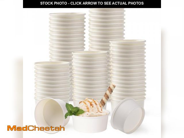 Lot 74-12433549 - Belinlen 200 Count 5 OZ Disposable White Ice Cream Cups Medium Hot and Cold To Go Cups Paper Cup Tak...
