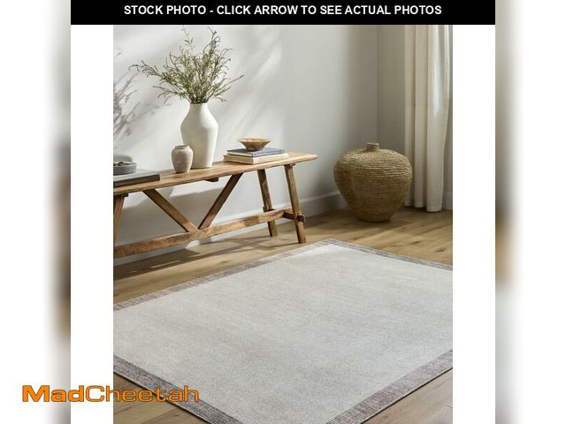 Lot 74-13785844 - Livabliss x Our PNW Home Olympic Solid Border Area Rug, 2'2" x 3'9", Ivory/Brown - USED