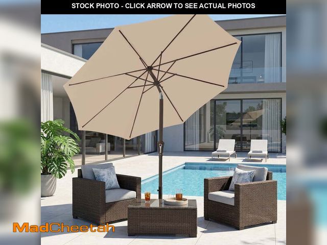Lot 74-13818572 - NAPWANT 9ft Patio Umbrella, 8 Sturdy Ribs Outdoor Table Umbrella with Push-Button Tilt &amp; Crank f...