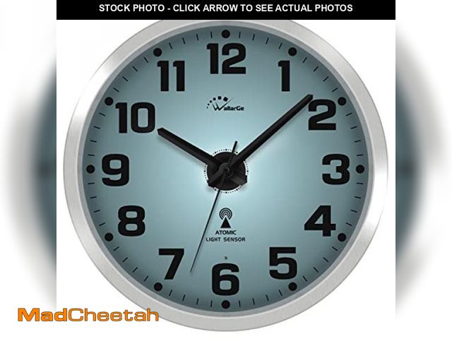 Lot 74-11558683 - WallarGe Atomic Wall Clock with Night Light - Silent Lighted up Wall Clock Glow in The Dark, Battery...