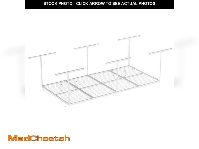 Lot 74-13678619 - FLEXIMOUNTS OHK Series 48 in. W x 96 in. D x 22-40 in. H White Ceiling Mounted Overhead Garage Stora...