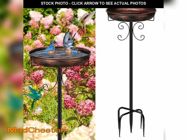 Lot 74-14379546 - Daoeny 35In Metal Bird Bath for Outside, Vintage Freestanding Birdbaths &amp; Birdfeeder, Bird Baths...