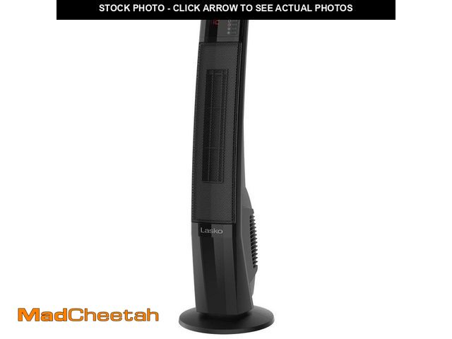 Lot 74-12592546 - Lasko 1500W 29 in. Black Indoor Electric Tower Forced Air Ceramic Space Heater with Extended Heat Zo...