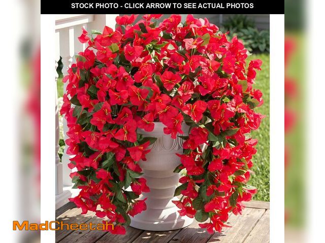 Lot 74-14380323 - Faux Bougainvillea Artificial Flowers Plants for Outdoor Outside Decoration, 2 PCS Red Fake Flowers ...