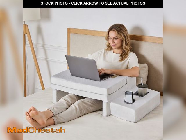 Lot 74-14213998 - Sweetcrispy Adjustable Lap Desk Reading Pillow with Storage Coaster, Grey - UNUSED