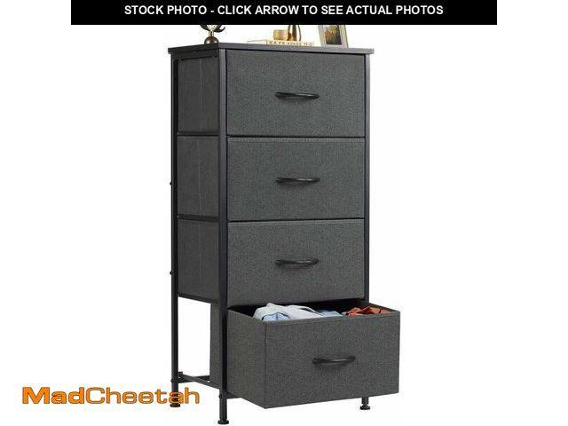 Lot 74-12544414 - Sweetcrispy Nightstand Small Bedroom Dresser with 4 Fabric Drawers,Bed Side Furniture End Table, Woo...