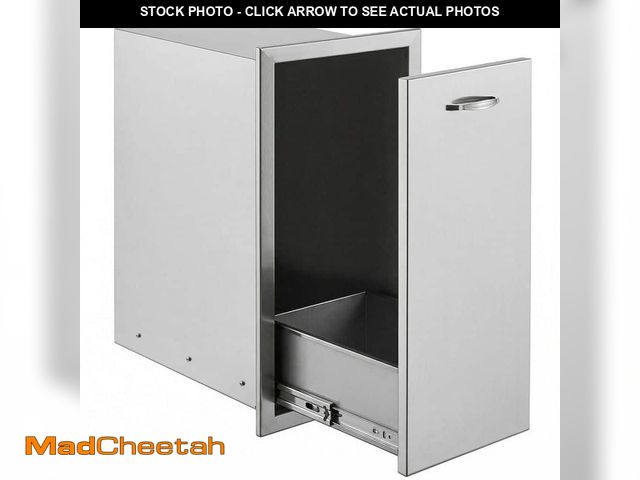 Lot 74-14325922 - SKYSHALO 13.6 in.W x 26 in.H x 19.3 in. D. Silver Lower Sliding Rails Stainless Steel Roll Out Trash...